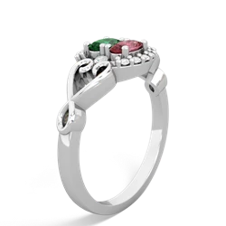 Lab Emerald Love Nest 14K White Gold ring R5860