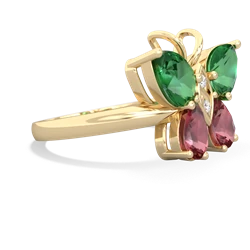 Lab Emerald Butterfly 14K Yellow Gold ring R2215