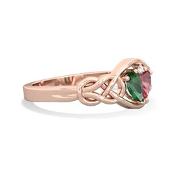 Lab Emerald Celtic Love Knot 14K Rose Gold ring R5420