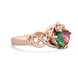 Lab Emerald 'One Heart' Celtic Knot Claddagh 14K Rose Gold ring R5322