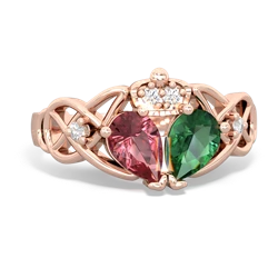 Lab Emerald 'One Heart' Celtic Knot Claddagh 14K Rose Gold ring R5322