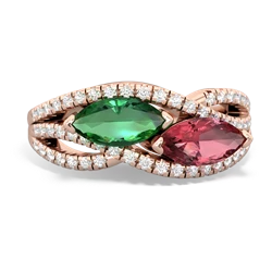 Lab Emerald Diamond Rivers 14K Rose Gold ring R3070