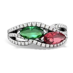 Lab Emerald Diamond Rivers 14K White Gold ring R3070