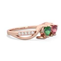 Lab Emerald Side By Side 14K Rose Gold ring R3090