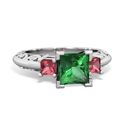 Lab Emerald Eternal Embrace Engagement 14K White Gold ring C2001