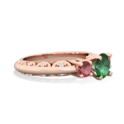 Lab Emerald Art Deco Eternal Embrace Engagement 14K Rose Gold ring C2003