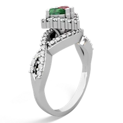 Lab Emerald Diamond Twist 'One Heart' 14K White Gold ring R2640HRT