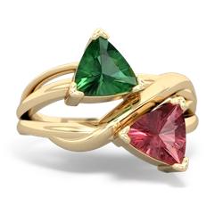 Lab Emerald Split Band Swirl 14K Yellow Gold ring R2341