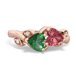 Lab Emerald Floral Elegance 14K Rose Gold ring R5790