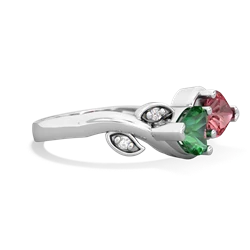 Lab Emerald Floral Elegance 14K White Gold ring R5790