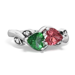 Lab Emerald Floral Elegance 14K White Gold ring R5790