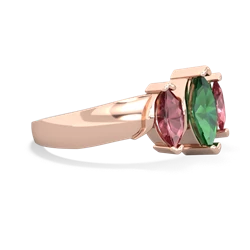 Lab Emerald Three Peeks 14K Rose Gold ring R2433