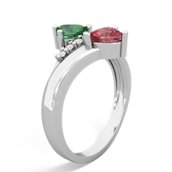 Lab Emerald Heart To Heart 14K White Gold ring R2064