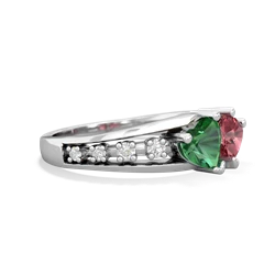 Lab Emerald Heart To Heart 14K White Gold ring R3342