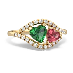 Lab Emerald Mother And Child 14K Yellow Gold ring R3010