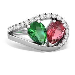 Lab Emerald Nestled Heart Keepsake 14K White Gold ring R5650