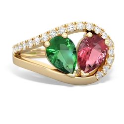 Lab Emerald Nestled Heart Keepsake 14K Yellow Gold ring R5650