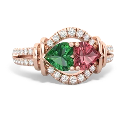 Lab Emerald Art-Deco Keepsake 14K Rose Gold ring R5630