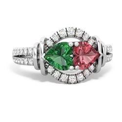 Lab Emerald Art-Deco Keepsake 14K White Gold ring R5630