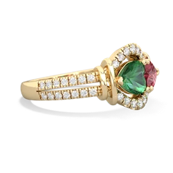 Lab Emerald Art-Deco Keepsake 14K Yellow Gold ring R5630