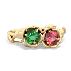 Lab Emerald Rose Garden 14K Yellow Gold ring R5510