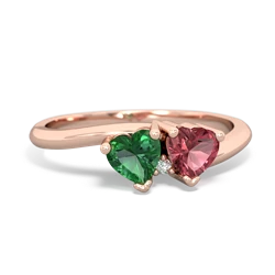 Lab Emerald Sweethearts 14K Rose Gold ring R5260