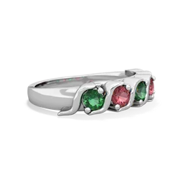 Lab Emerald Anniversary Band 14K White Gold ring R2089