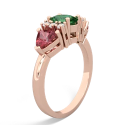 Lab Emerald Antique Style Three Stone 14K Rose Gold ring R2186