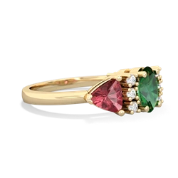 Lab Emerald Antique Style Three Stone 14K Yellow Gold ring R2186