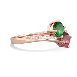 Lab Emerald Channel Set Two Stone 14K Rose Gold ring R5303