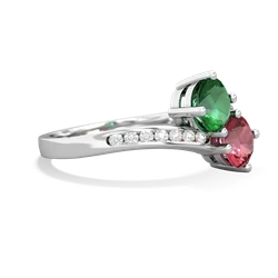 Lab Emerald Channel Set Two Stone 14K White Gold ring R5303