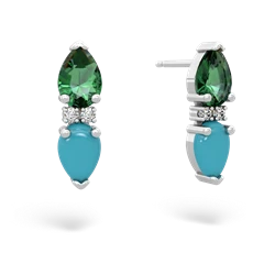 Lab Emerald Bowtie Drop 14K White Gold earrings E0865