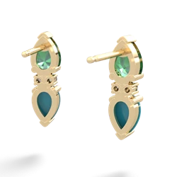 Lab Emerald Bowtie Drop 14K Yellow Gold earrings E0865