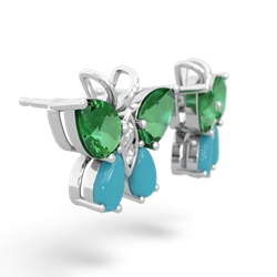 Lab Emerald Butterfly 14K White Gold earrings E2215