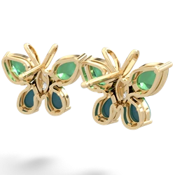 Lab Emerald Butterfly 14K Yellow Gold earrings E2215