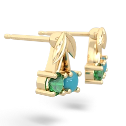 Lab Emerald Sweet Cherries 14K Yellow Gold earrings E7001