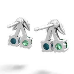 Lab Emerald Sweet Cherries 14K White Gold earrings E7001