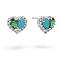 Lab Emerald Halo 14K White Gold earrings E7008