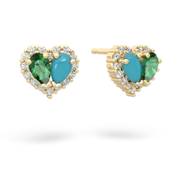 Lab Emerald Halo 14K Yellow Gold earrings E7008