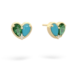 Lab Emerald 'Our Heart' 14K Yellow Gold earrings E5072