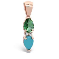 Lab Emerald Bowtie Drop 14K Rose Gold pendant P0865