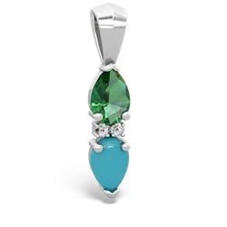 Lab Emerald Bowtie Drop 14K White Gold pendant P0865