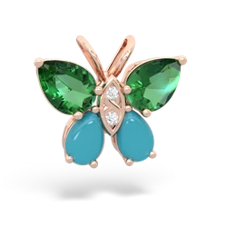 Lab Emerald Butterfly 14K Rose Gold pendant P2215