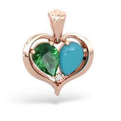 Lab Emerald Two Become One 14K Rose Gold pendant P5330