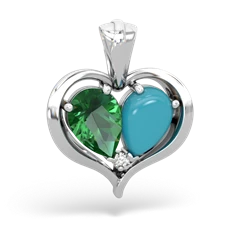 Lab Emerald Two Become One 14K White Gold pendant P5330