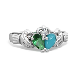 Lab Emerald 'Our Heart' Claddagh 14K White Gold ring R2388