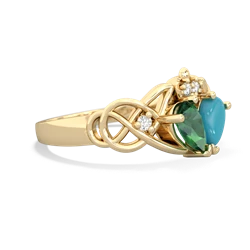 Lab Emerald 'One Heart' Celtic Knot Claddagh 14K Yellow Gold ring R5322