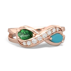 Lab Emerald Diamond Infinity 14K Rose Gold ring R5390