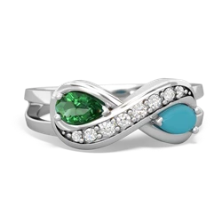 Lab Emerald Diamond Infinity 14K White Gold ring R5390