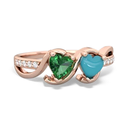 Lab Emerald Side By Side 14K Rose Gold ring R3090